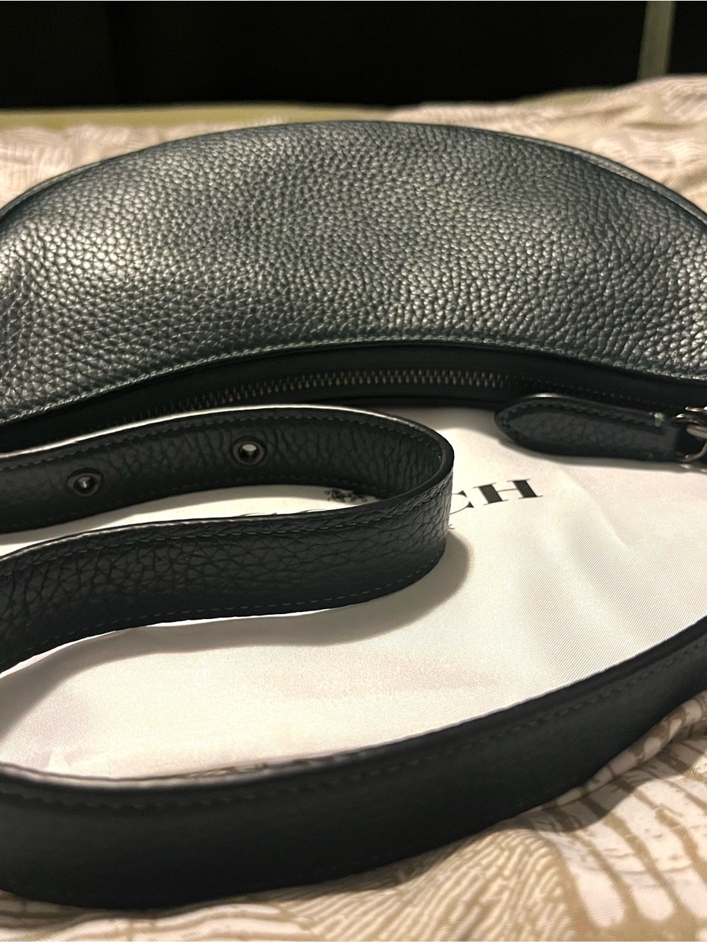 Coach Pebbled Crescent Shoulder Bag - Forest Green - Picture 4 of 10